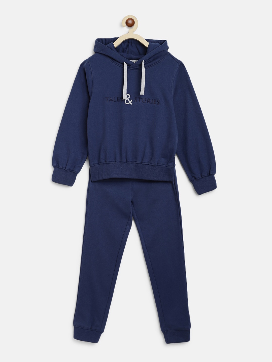 

TALES & STORIES Kids Brand Logo Printed Night Suit, Navy blue