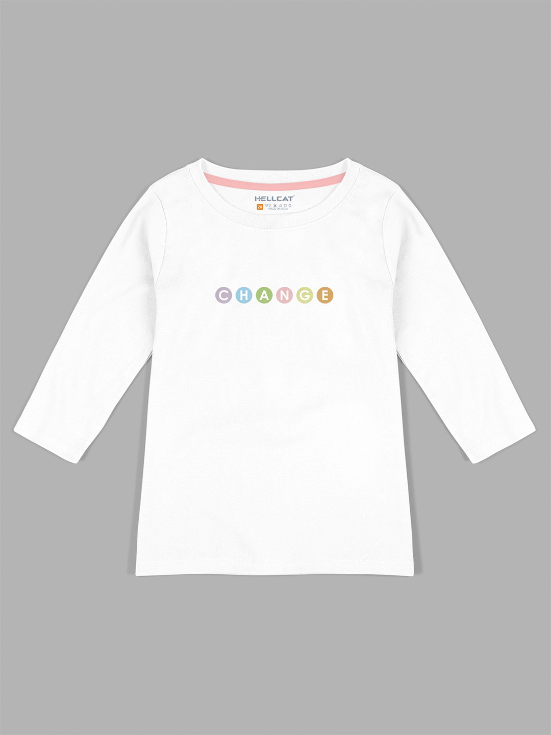 

HELLCAT Girls Typography Printed Three-Quarter Sleeves T-shirt, White