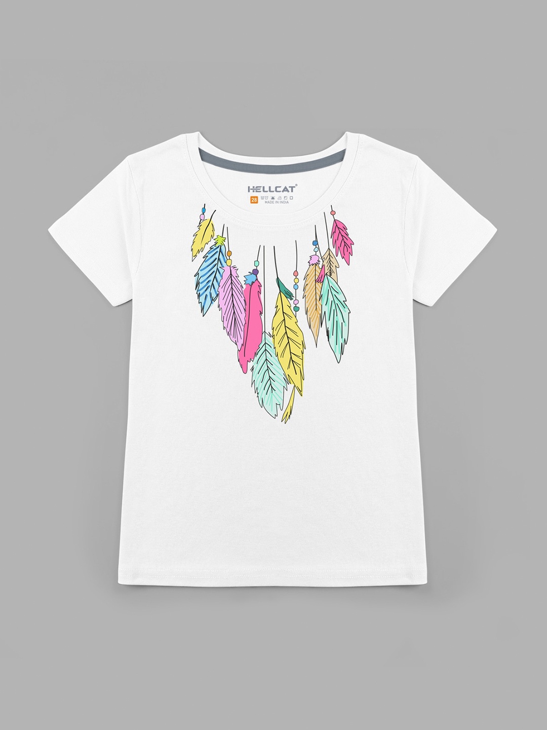 

HELLCAT Girls Printed Cotton T-shirt, White
