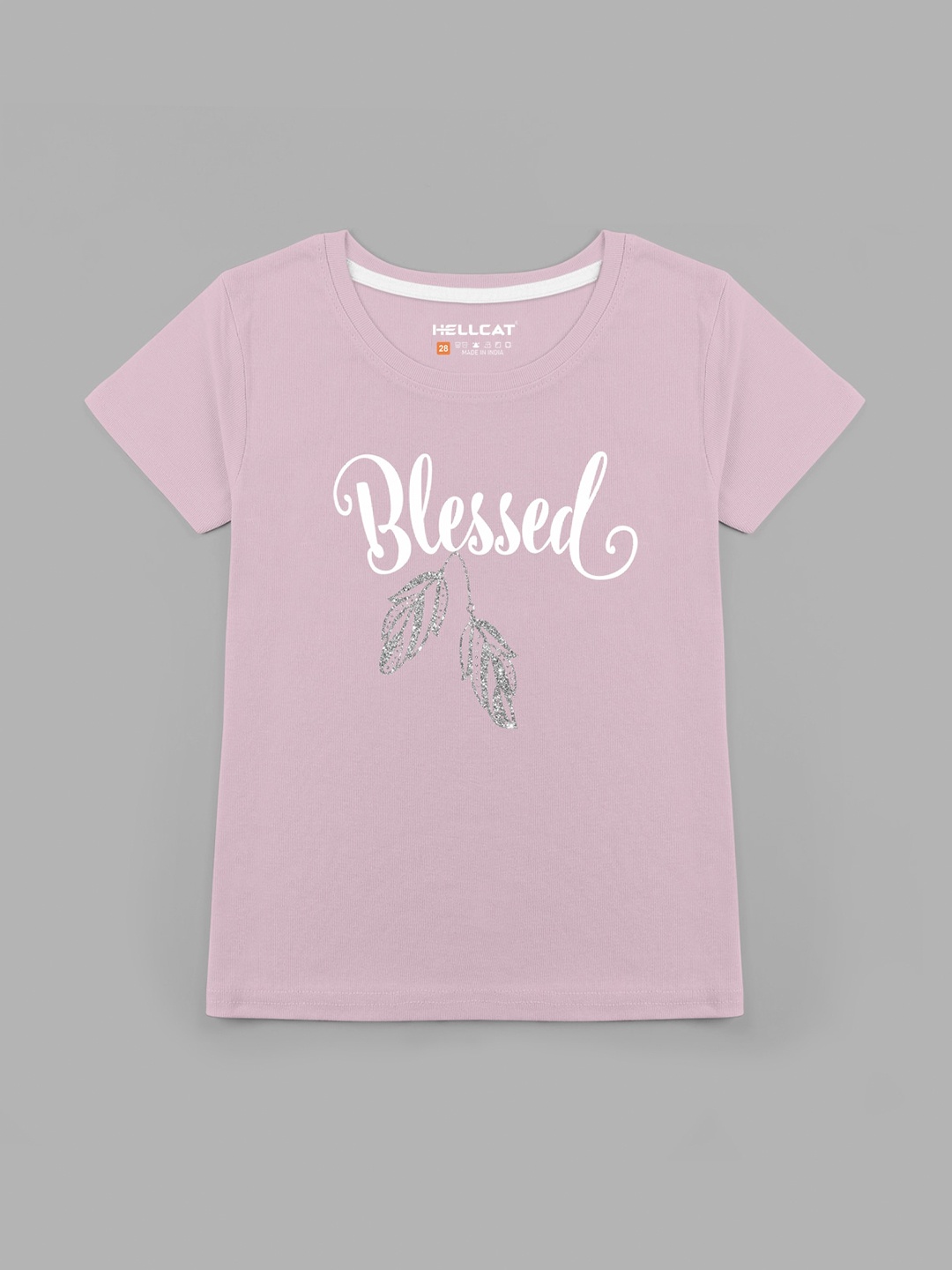 

HELLCAT Girls Typography Printed Cotton T-shirt, Lavender