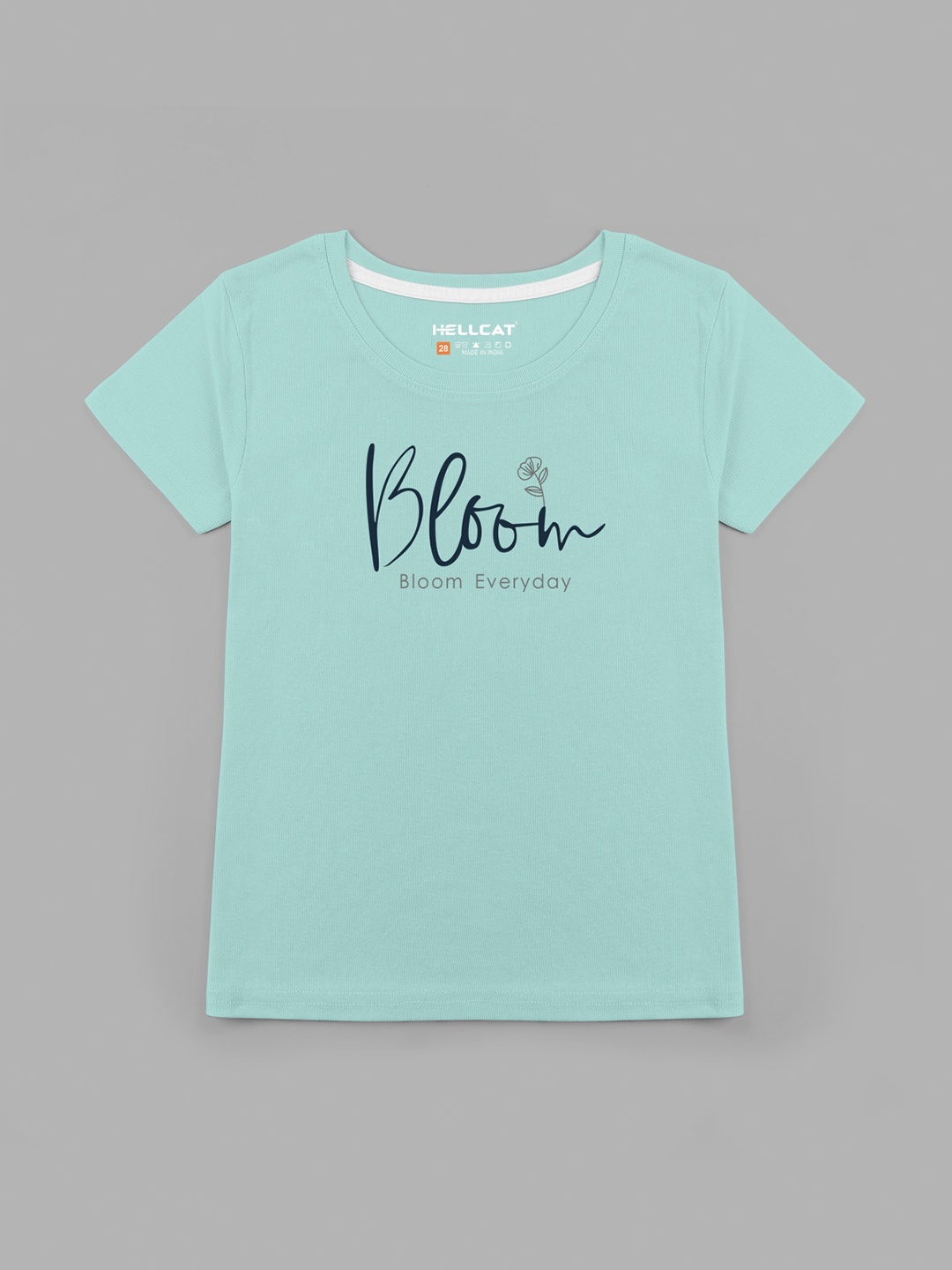 

HELLCAT Girls Typography Printed Cotton T-shirt, Blue