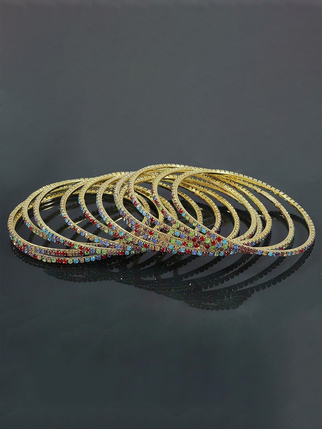 

NMII Set Of 12 Cubic Zirconia-Studded Bangle Set, Gold
