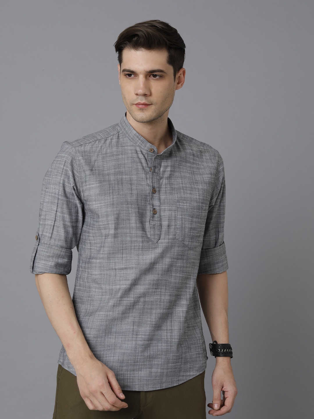 

YOVISH Men Comfort Checked Casual Cotton Shirt, Charcoal