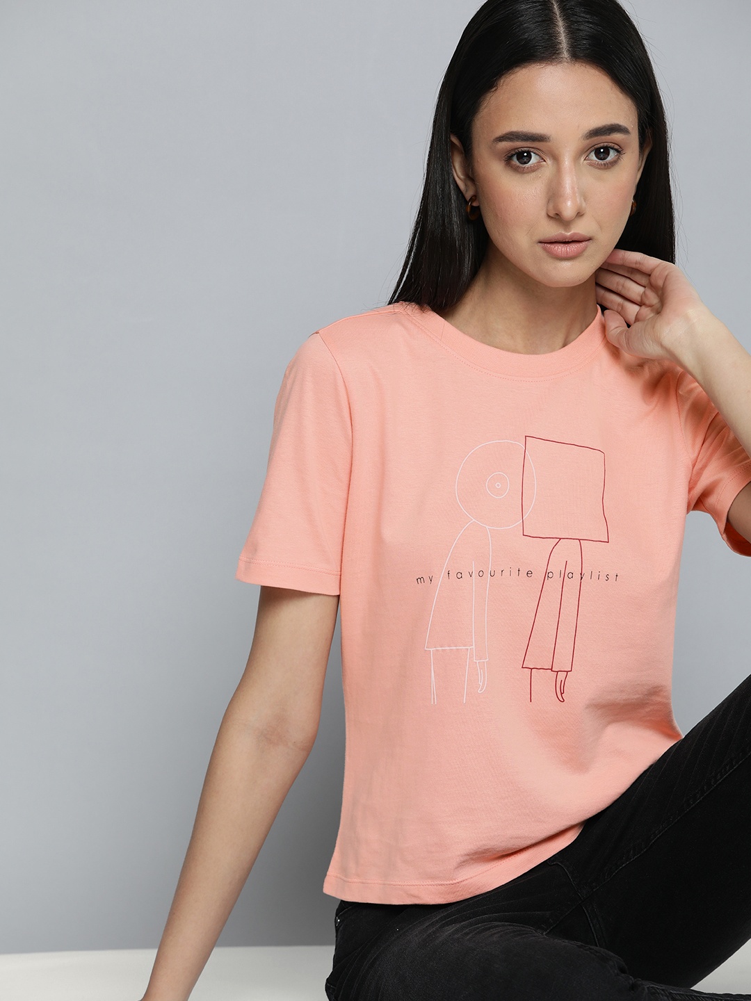 

ether Printed T-shirt, Coral