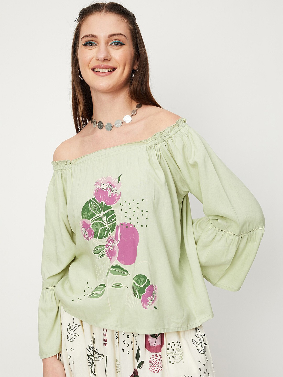

max Green Floral Top