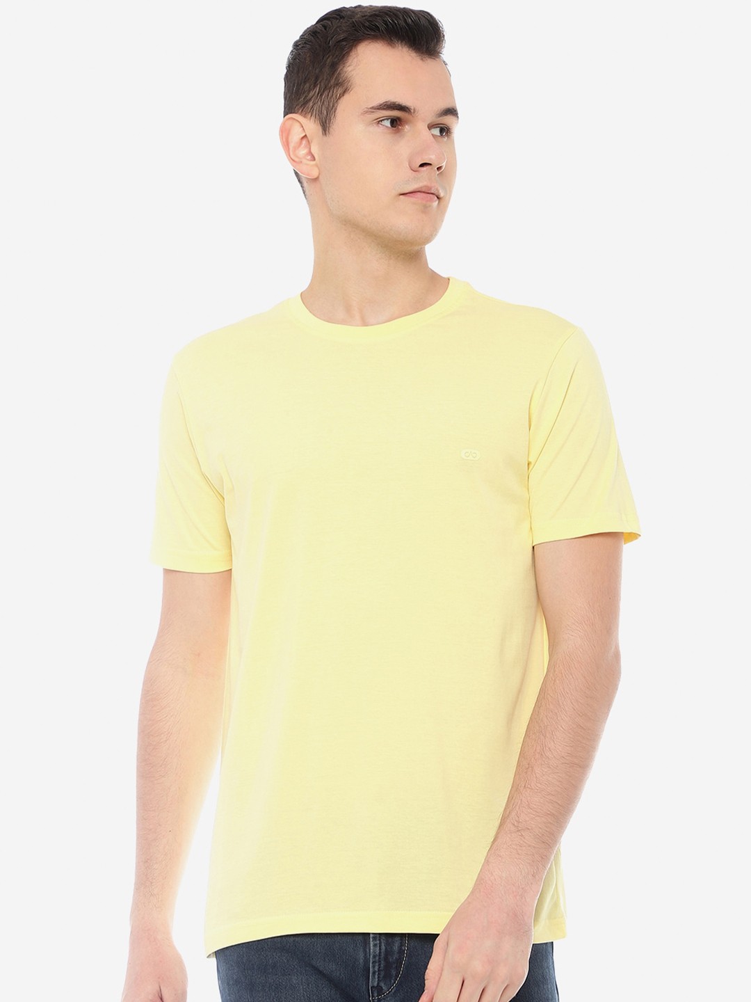 

JADE BLUE Plus Size Round Neck Cotton T-shirt, Yellow