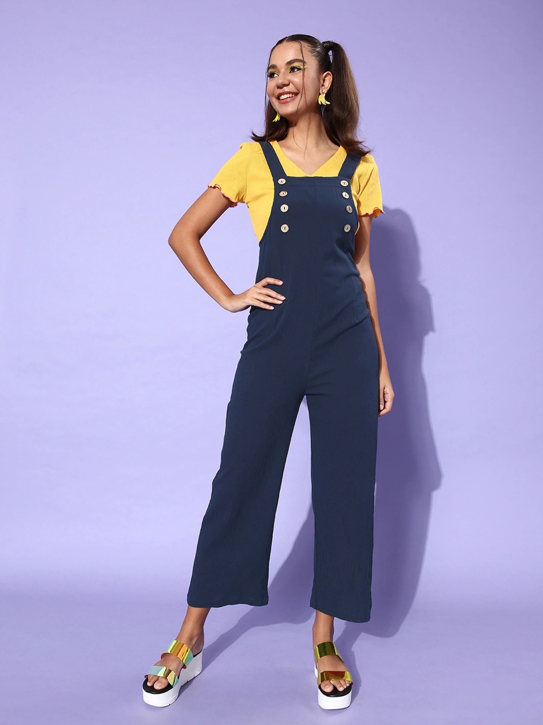 

iki chic Basic Pinafore Jumpsuit, Navy blue