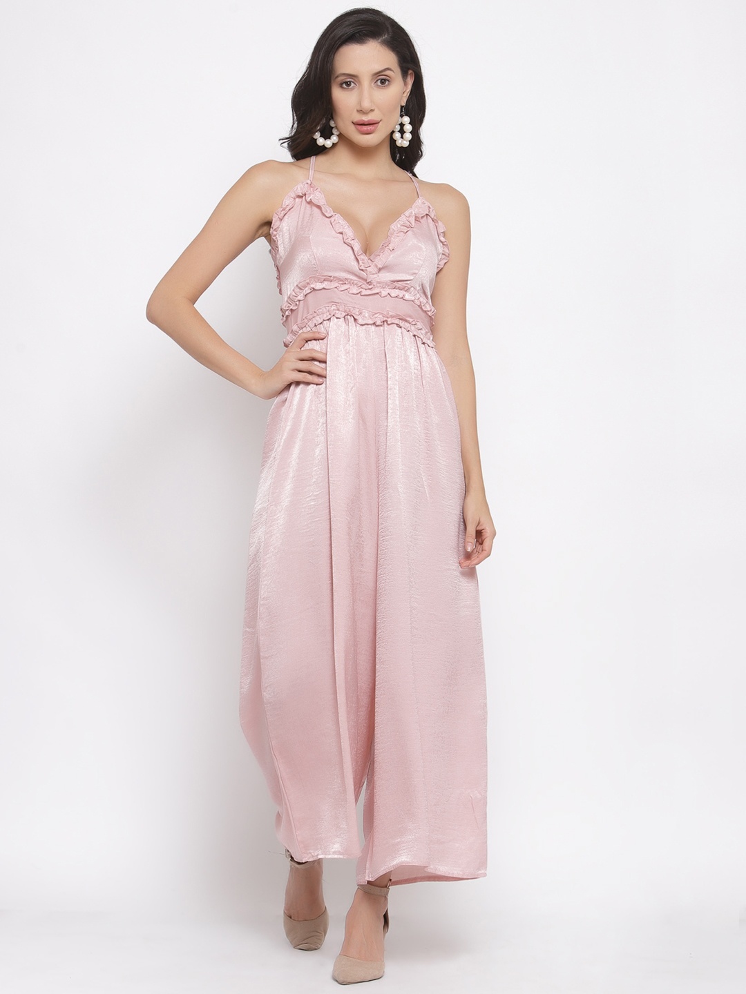 

iki chic Shoulder Straps Basic Jumpsuit, Pink