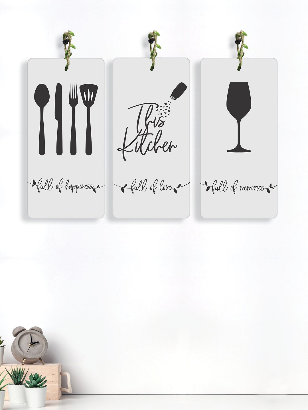

RANDOM 3 Pcs White & Black Printed This Kitchen Quotes Hanging Wall Decor