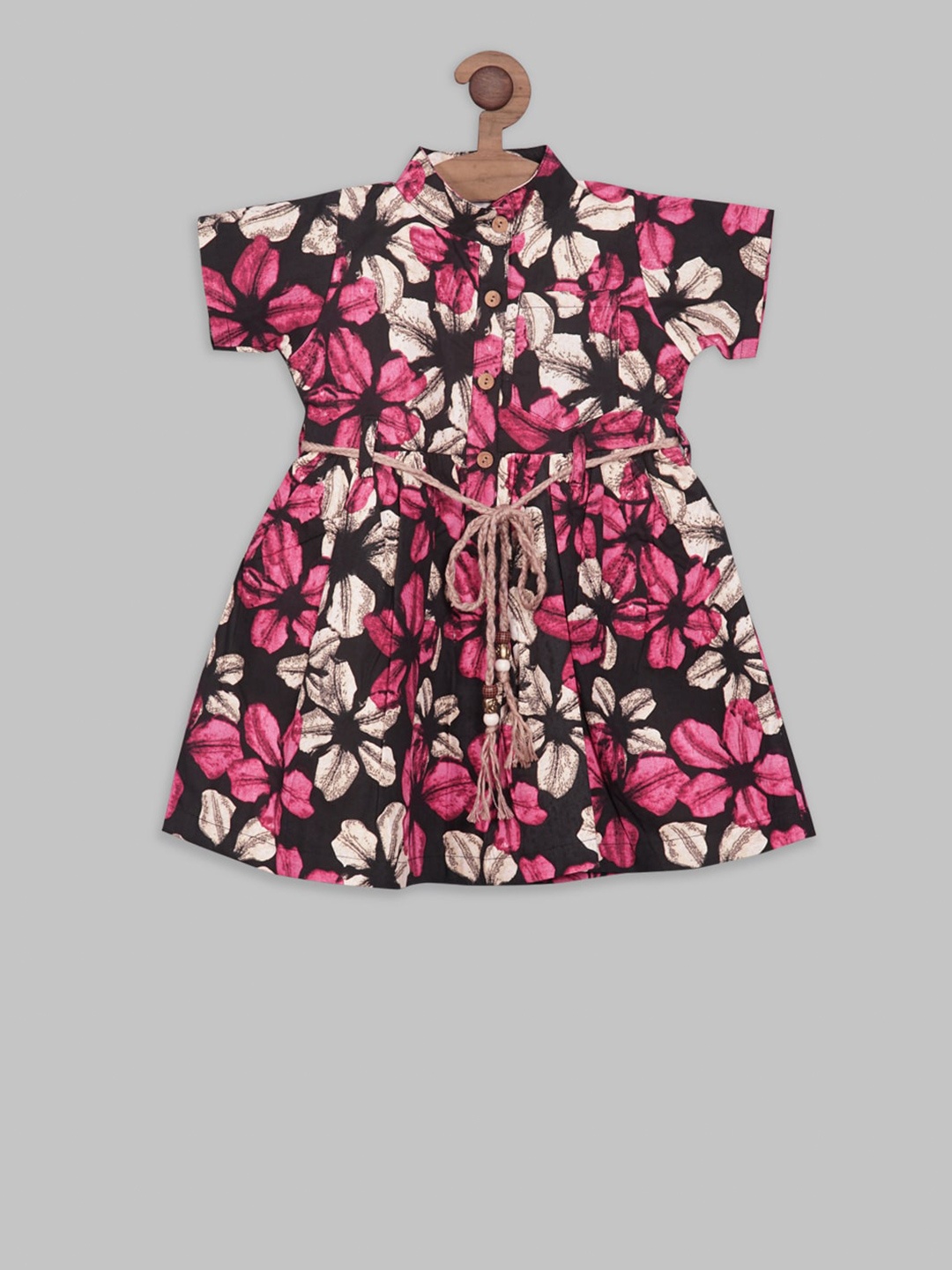 

RIKIDOOS Cotton Floral Dress, Black
