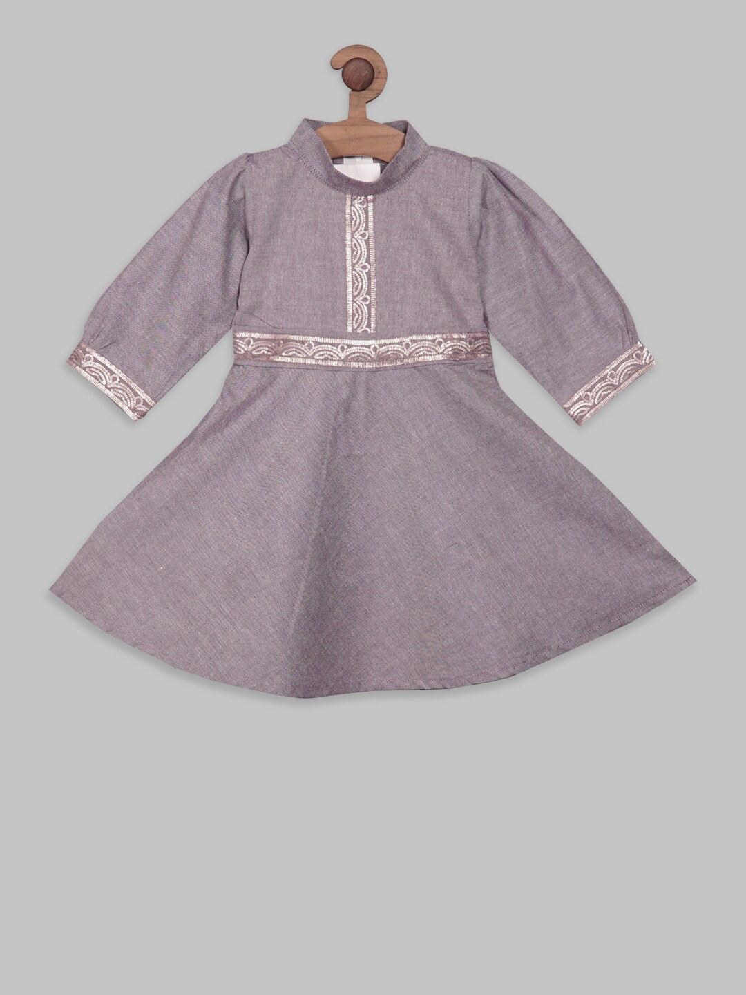

RIKIDOOS Girls Cotton Flared A-Line Dress, Purple