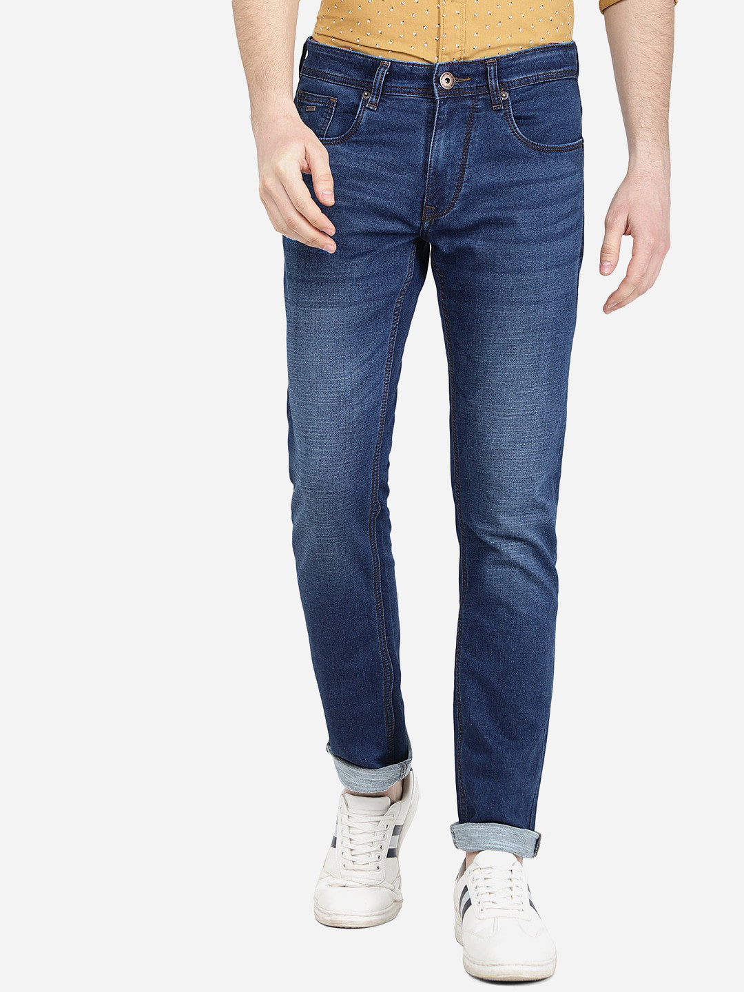

Greenfibre Men Slim Fit Heavy Fade Cotton Jeans, Blue