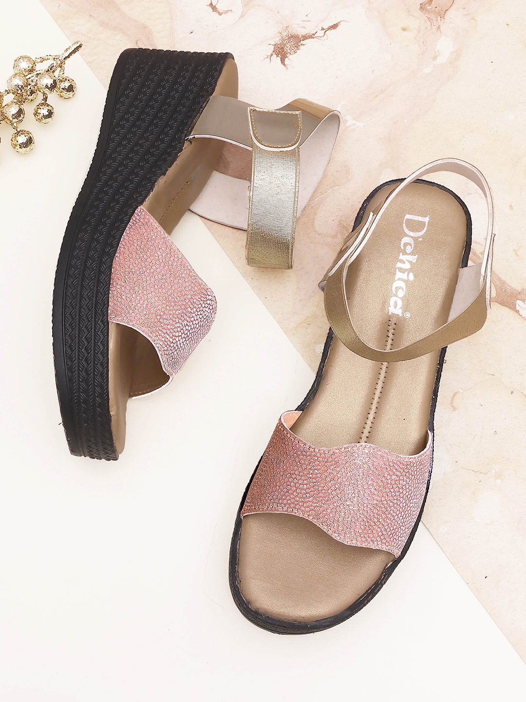

DChica Girls Open Toe Wedge Heels, Pink