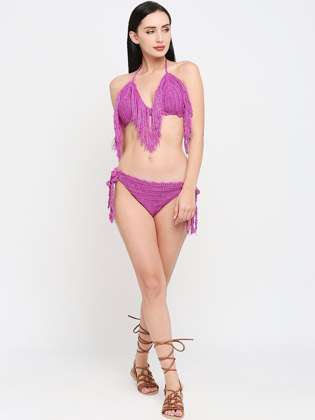 

Smarty Pants Women Knitted Fringed Crochet Swimwear, Lavender