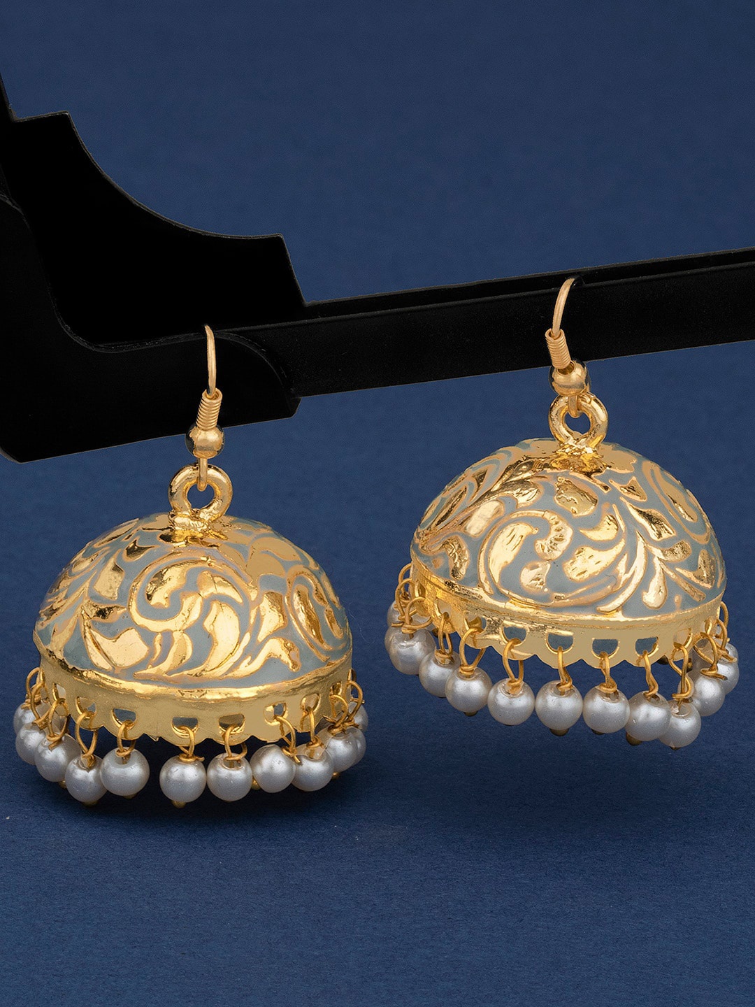 

Alamod Gold Plated Shaped Jhumkas Earrings, Grey