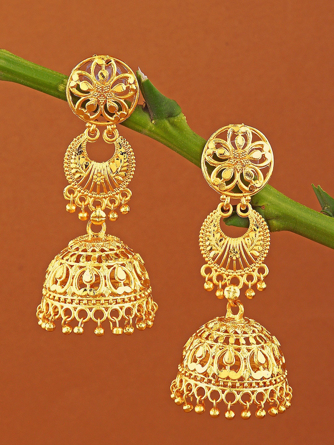 

Alamod Gold-Plated Classic Jhumkas Earrings