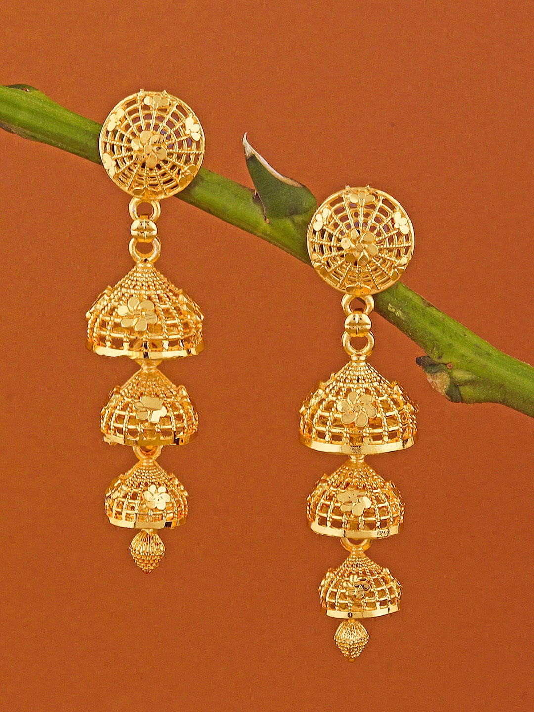 

Alamod Gold-Plated Classic Layered Jhumkas Earrings