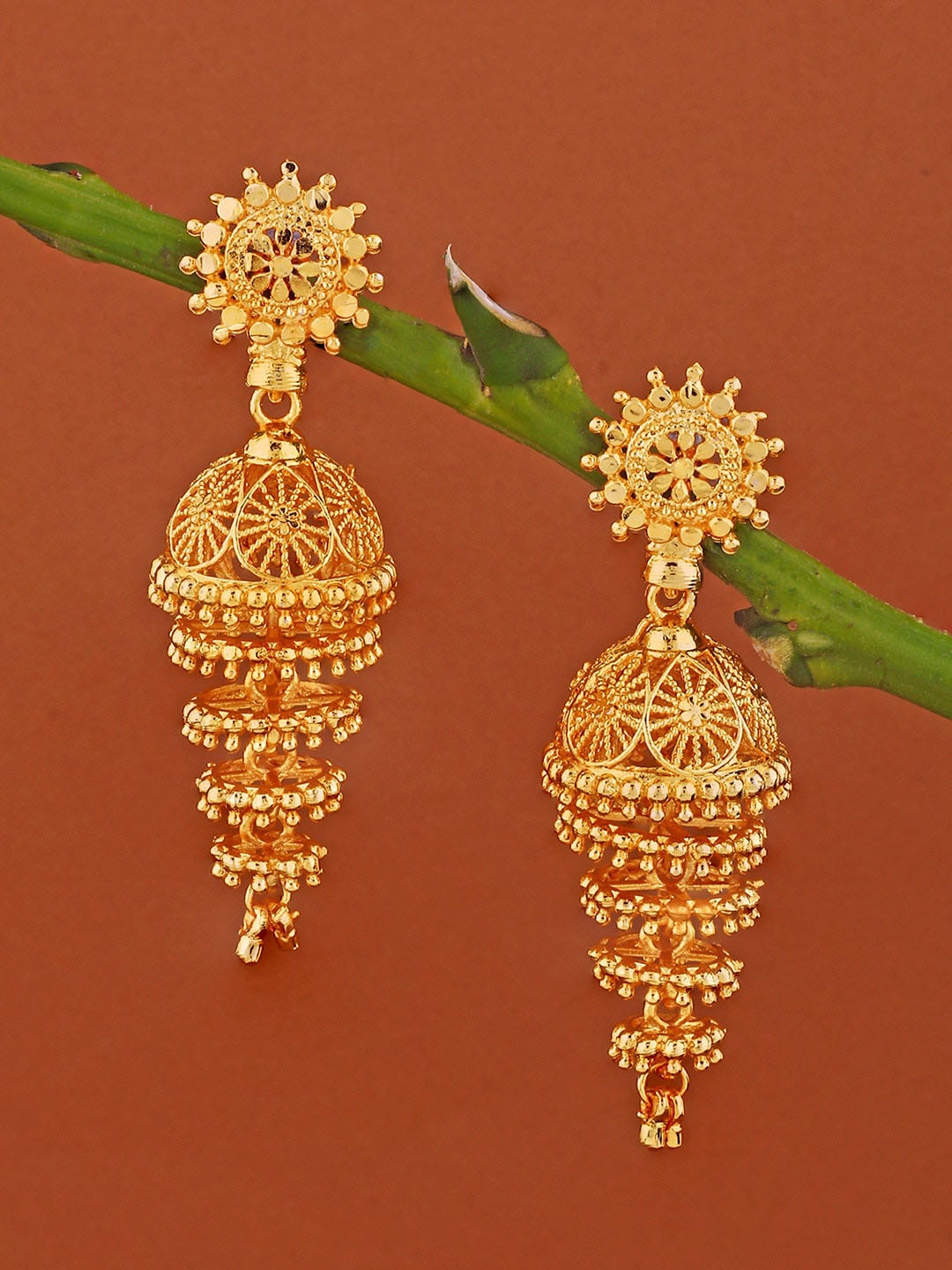 

Alamod Gold-Plated Classic Jhumkas Earrings