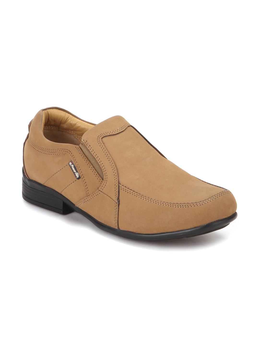 

Red Chief Men Square Toe Leather Formal Slip-On Shoes, Beige