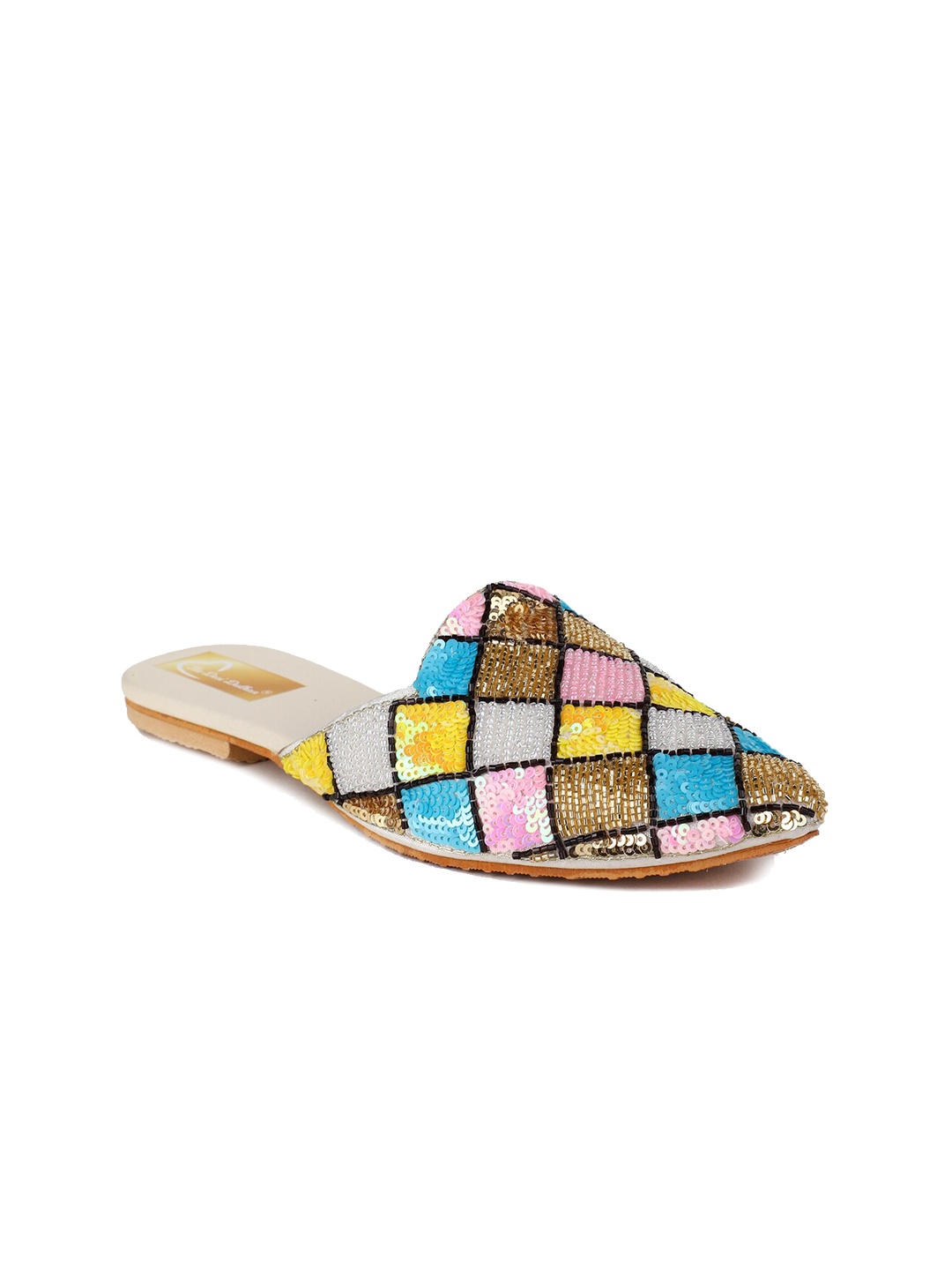 

The Desi Dulhan Women Embellished Ethnic Mules, Yellow