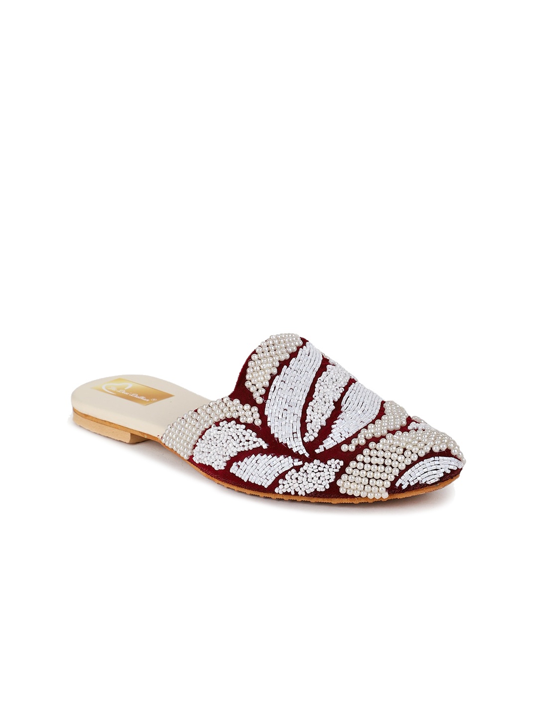

The Desi Dulhan Women Embellished Ethnic Mules, Maroon