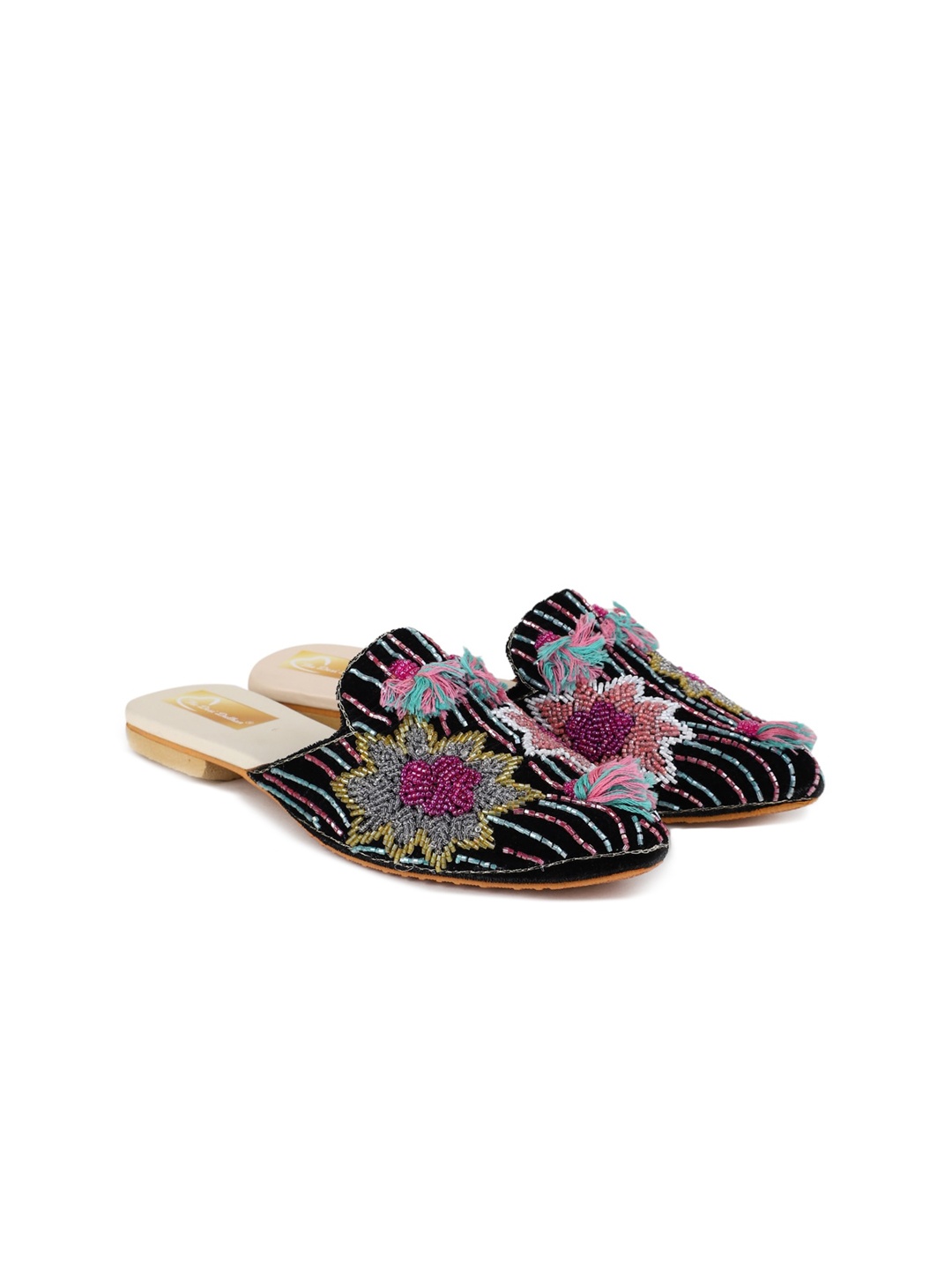 

The Desi Dulhan Women Embellished Ethnic Mules, Black