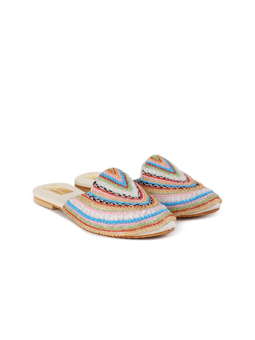 

The Desi Dulhan Women Woven Design Ethnic Mules, Blue