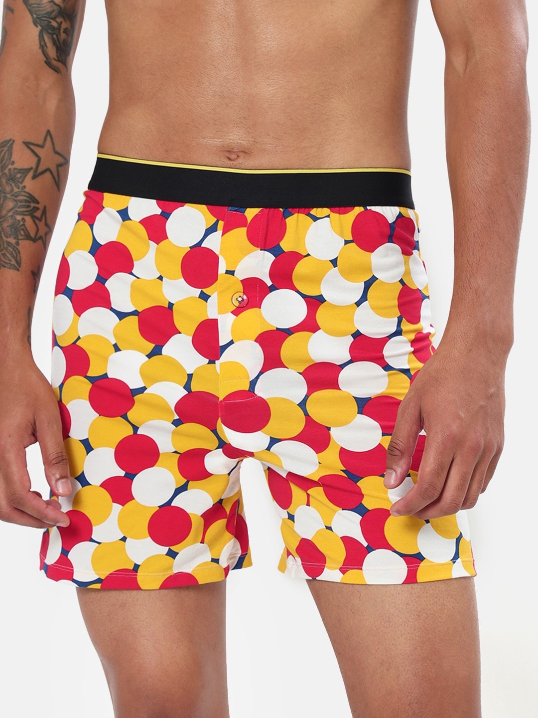 

bummer Men Multicolour Micro Modal Printed Connect Boxers, Red