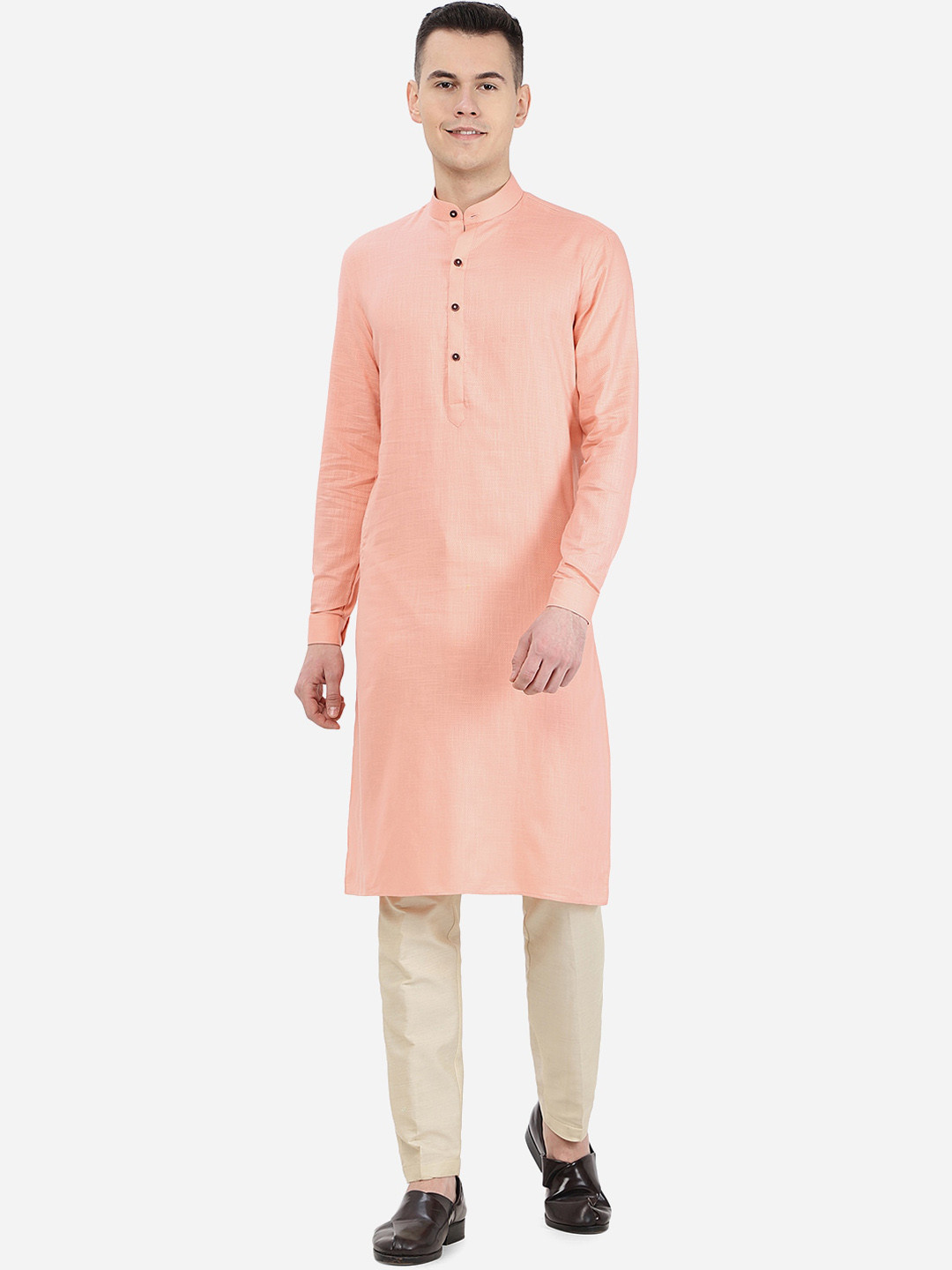 

Modi Kurta Mandarin Collar Thread Work Kurta, Pink