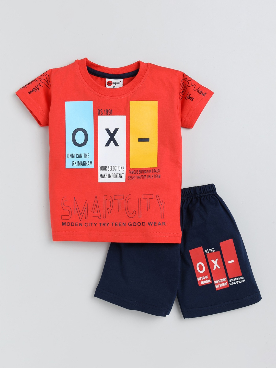 

Mars Infiniti Boys Printed Pure Cotton T-shirt with Shorts, Red