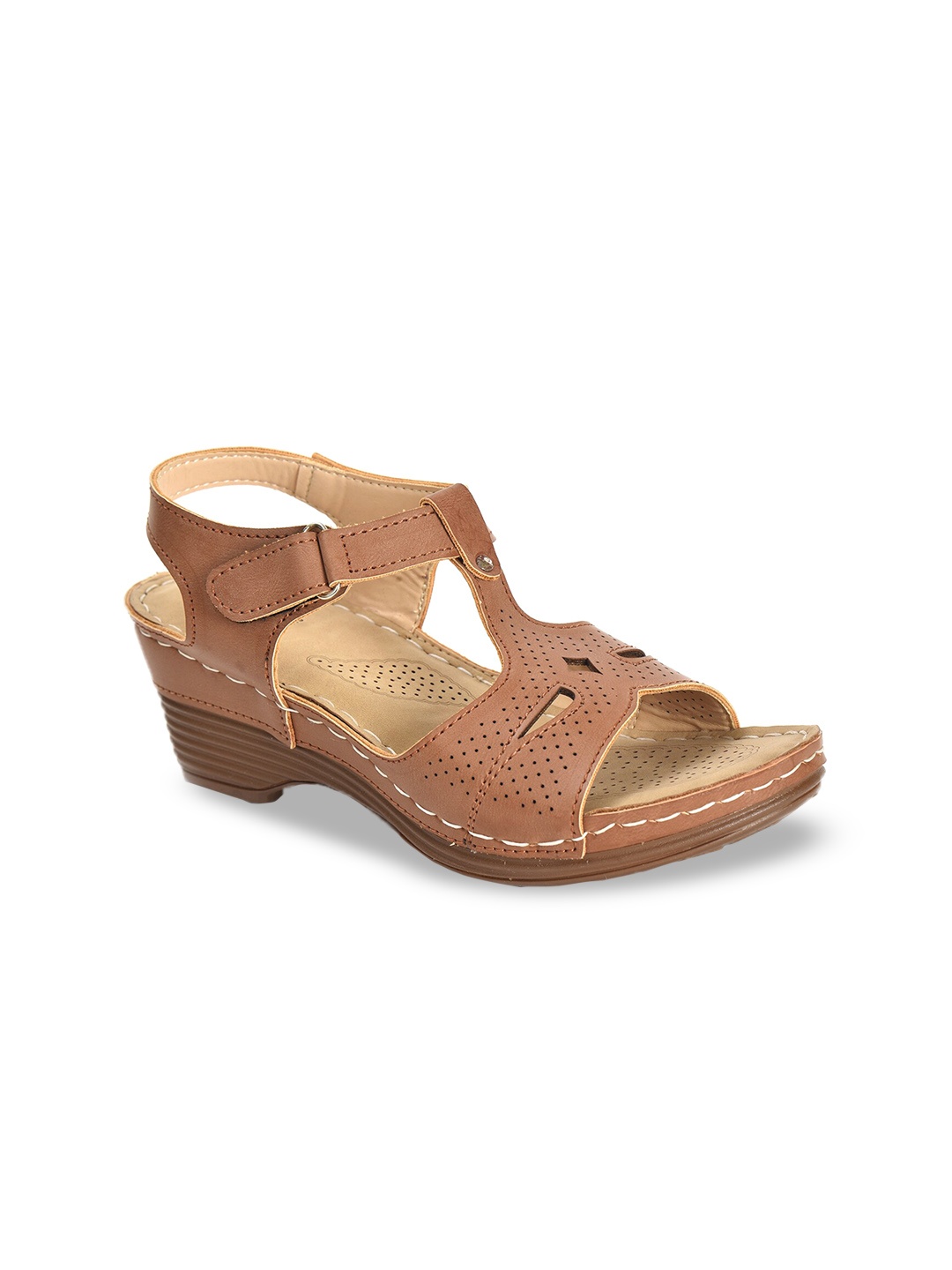 

Ajanta Perforated Platform Heels, Brown