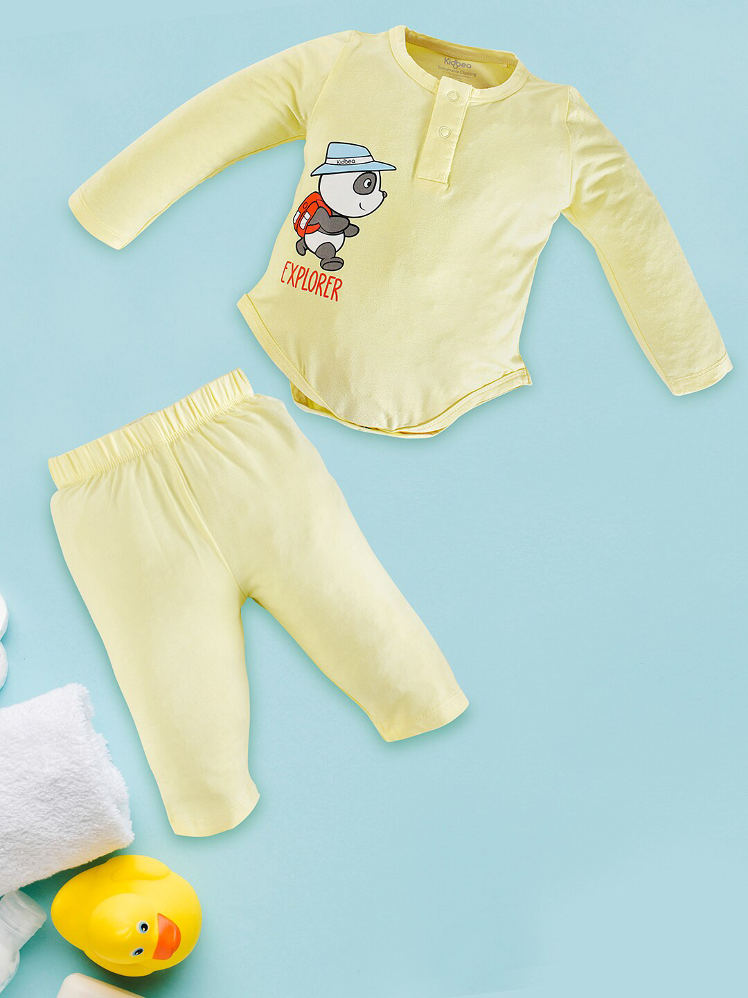 

Kidbea Boys Yellow Printed T-shirt with Trousers