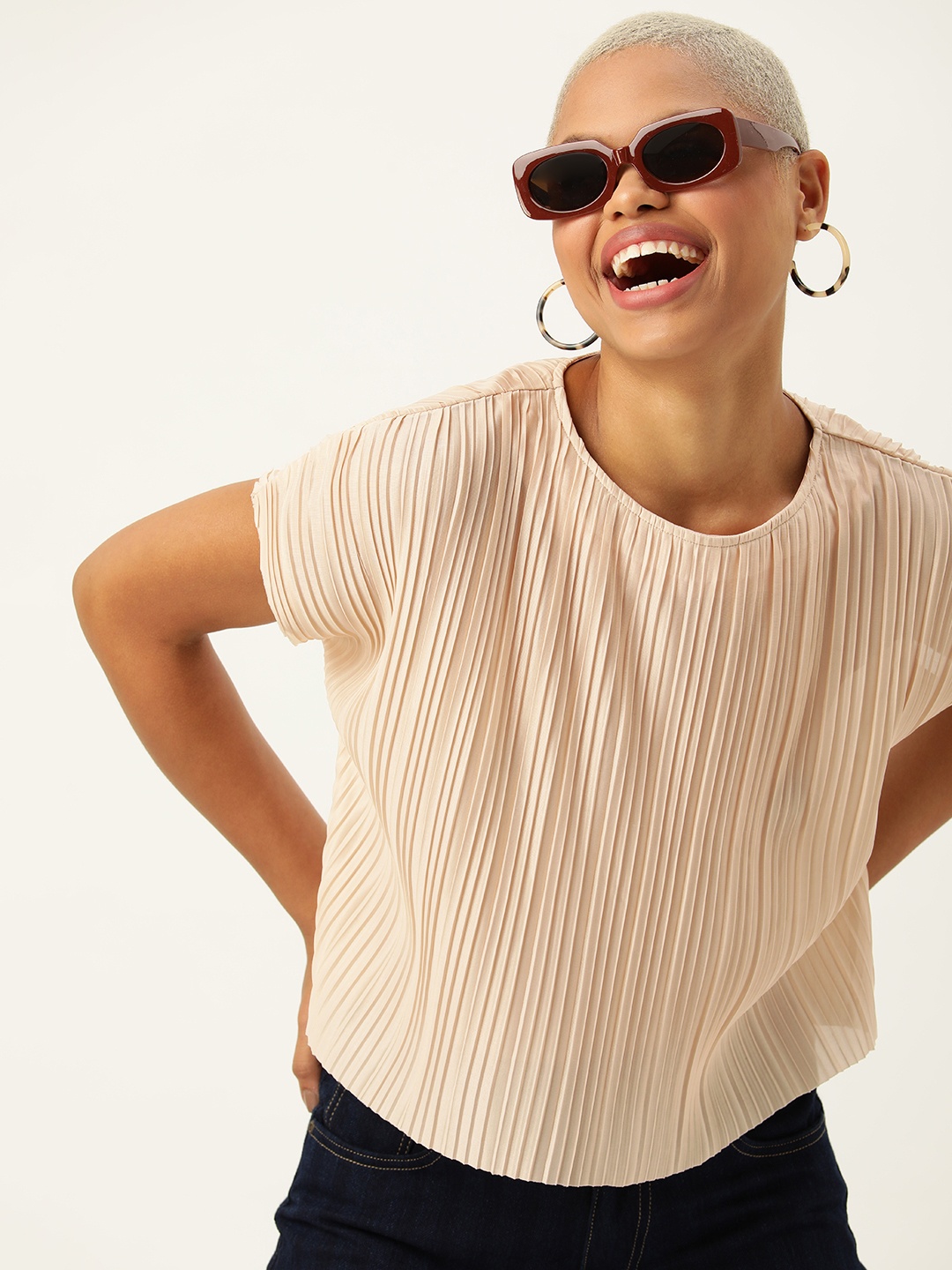 

Kook N Keech Pleated Crop Top, Off white