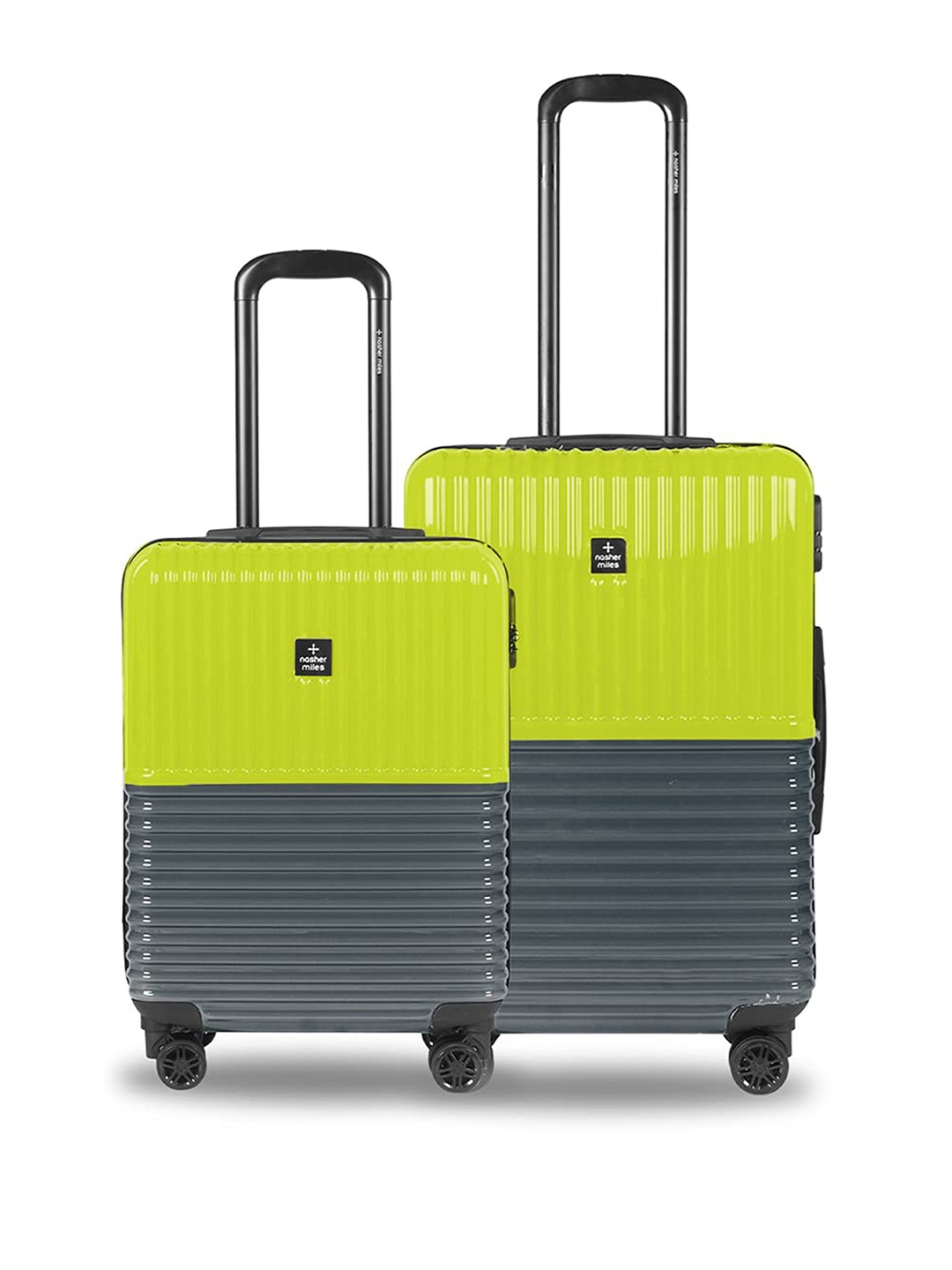 

Nasher Miles Set Of 2 Colourblocked Number Lock Textured Hard-Sided Trolley Suitcases, Green