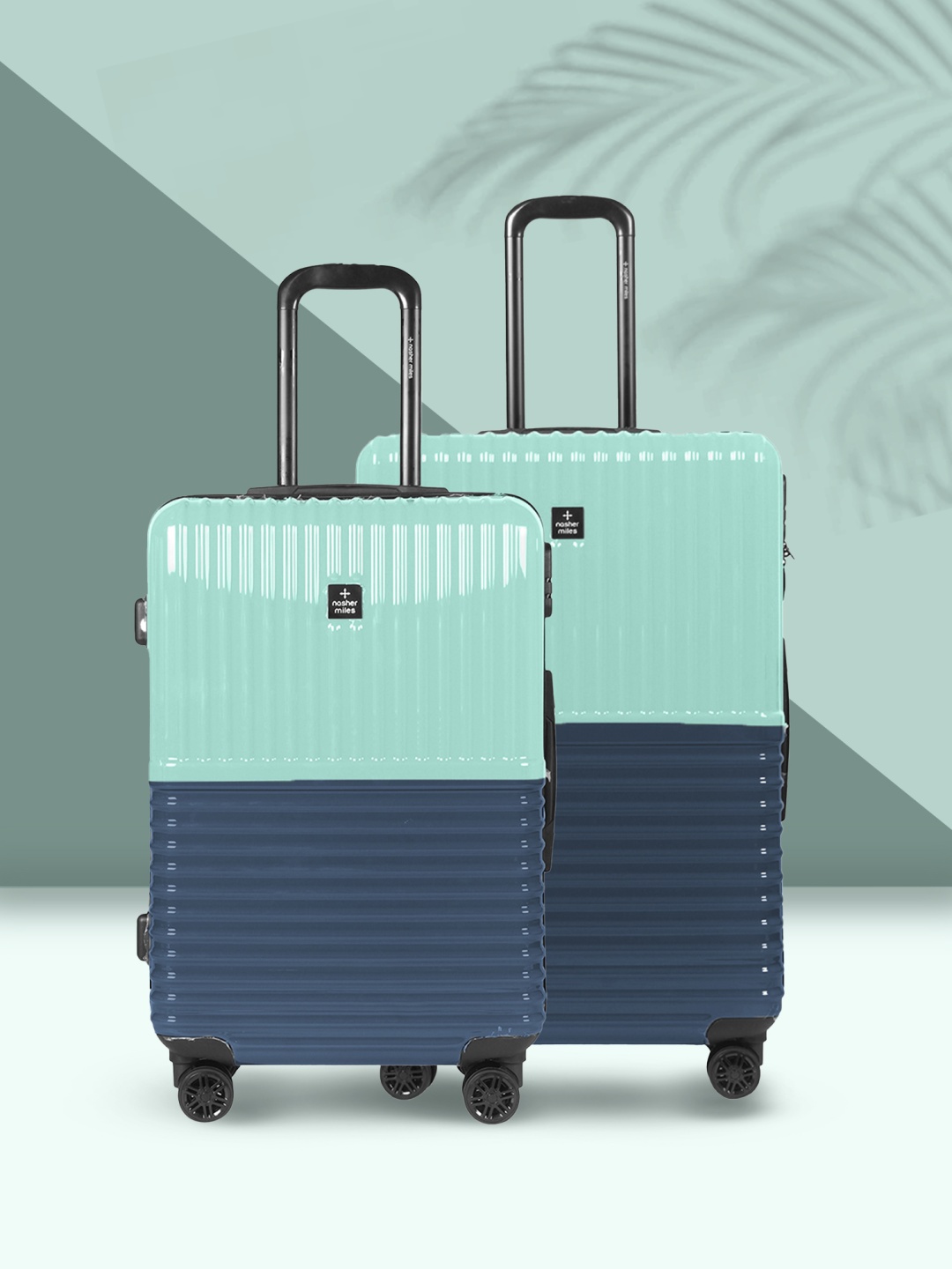 

Nasher Miles Istanbul Hard-Sided ABS & PC Set of 2 M/L Teal Dark Blue Trolley Bags 65-75cm