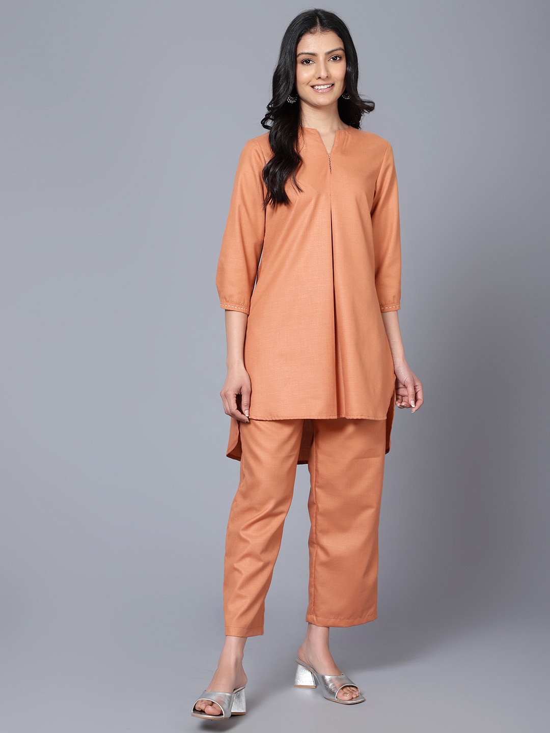 

Bani Women V-Neck Tunic with Trousers, Peach