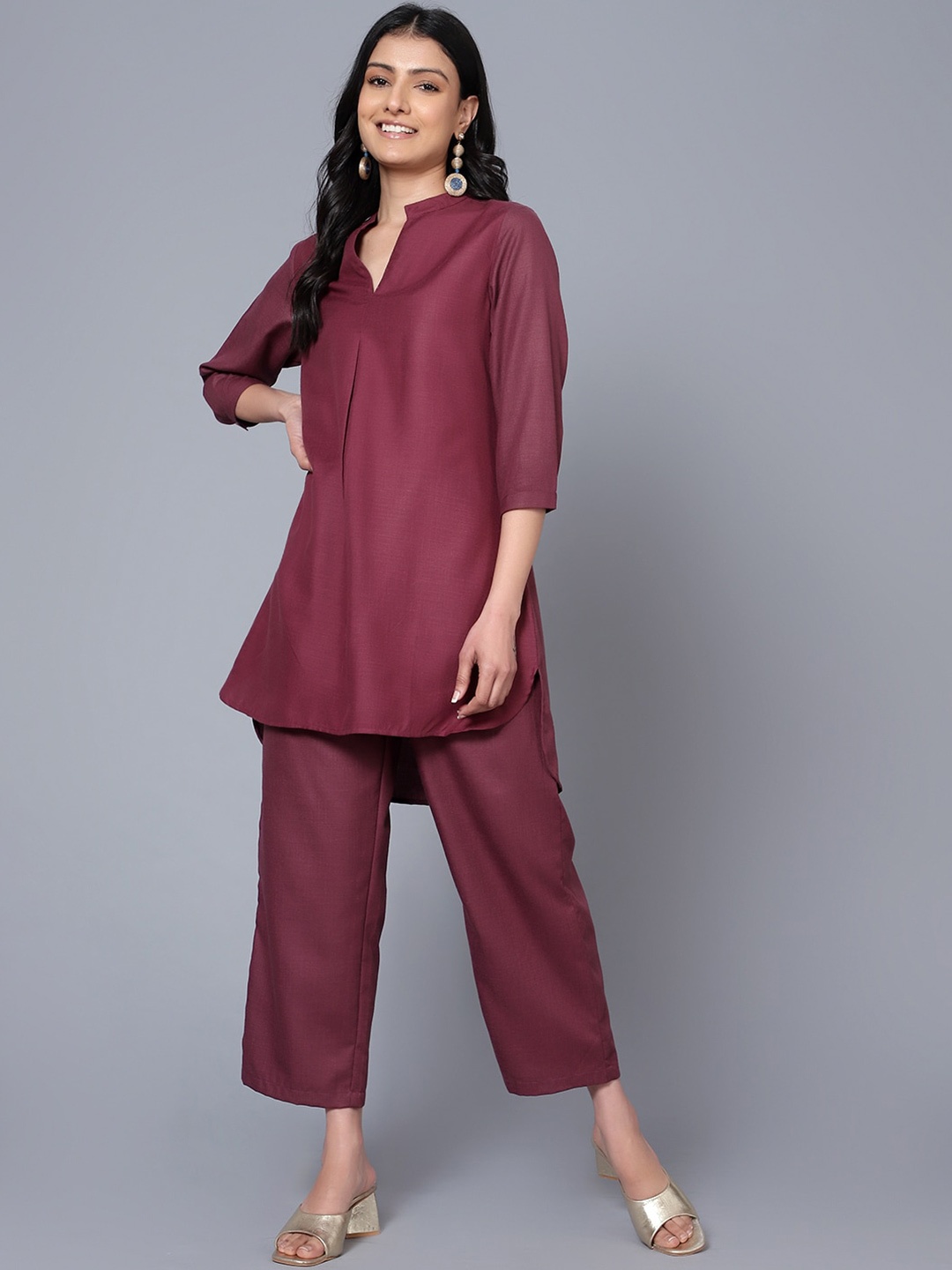 

Bani Women V-Neck Tunic With Trousers, Purple