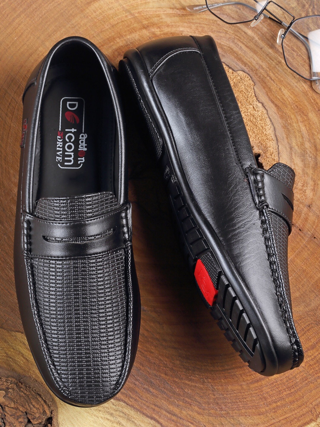 

Action Dotcom DRIVE-44 Men Leather Formal Loafers, Black