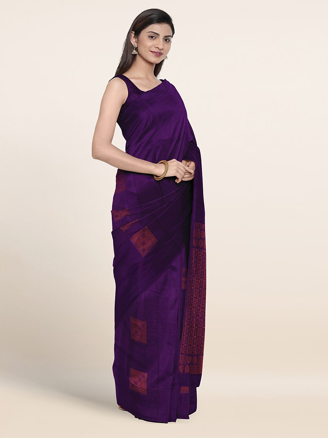 

Pothys Ethnic Motifs Woven Design Silk Cotton Saree, Violet