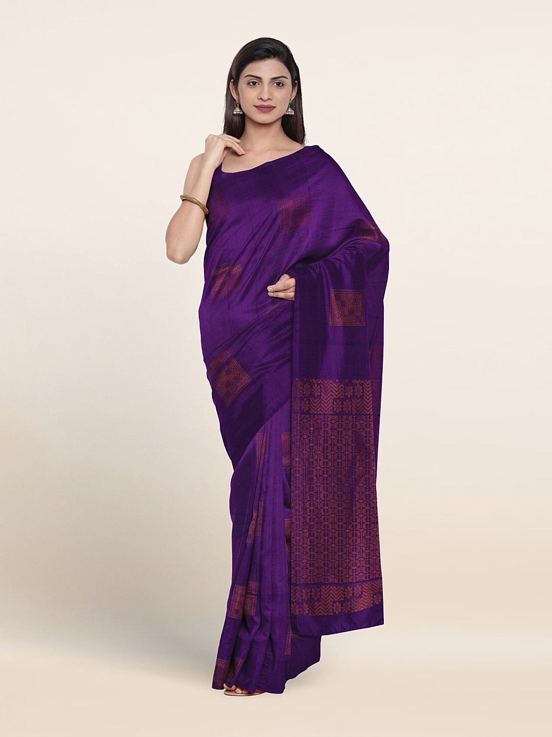 

Pothys Ethnic Motifs Woven Design Silk Cotton Saree, Violet