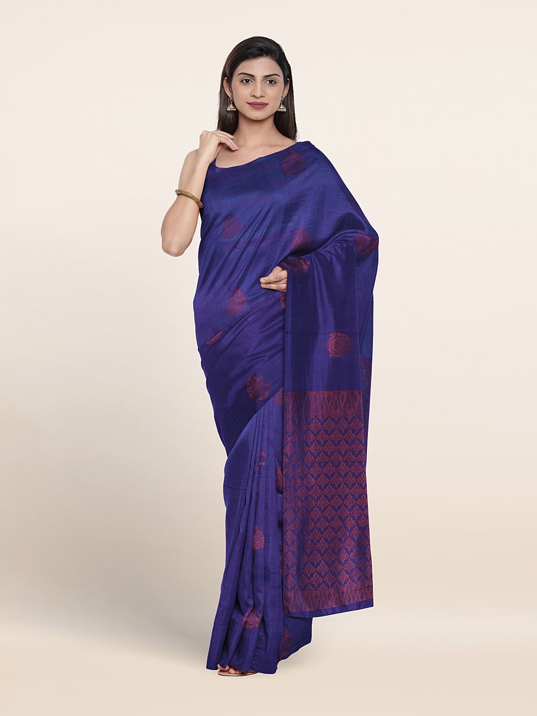 

Pothys Floral Woven Design Pure Silk Saree, Violet