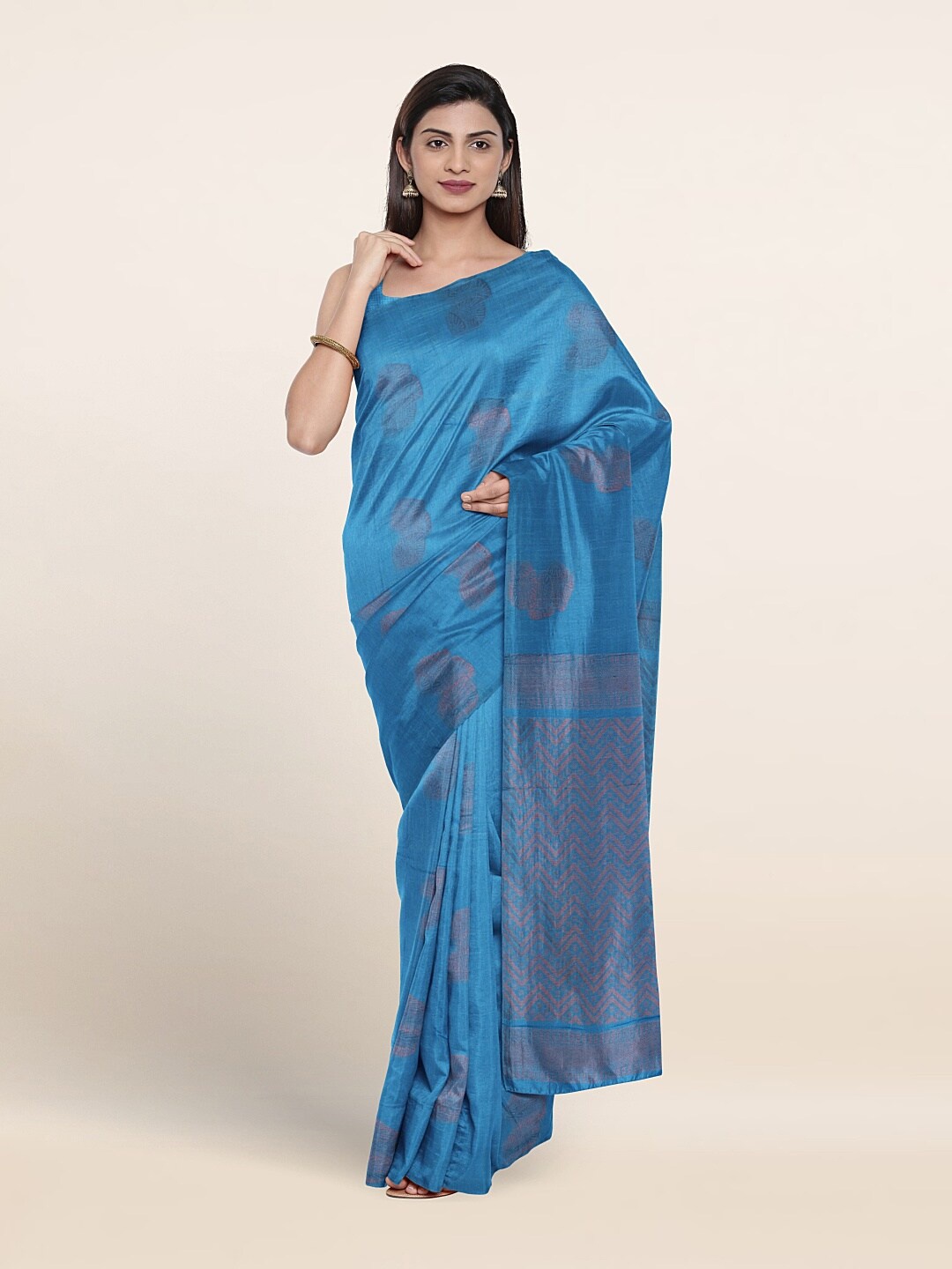 

Pothys Ethnic Motifs Woven Design Silk Cotton Saree, Blue