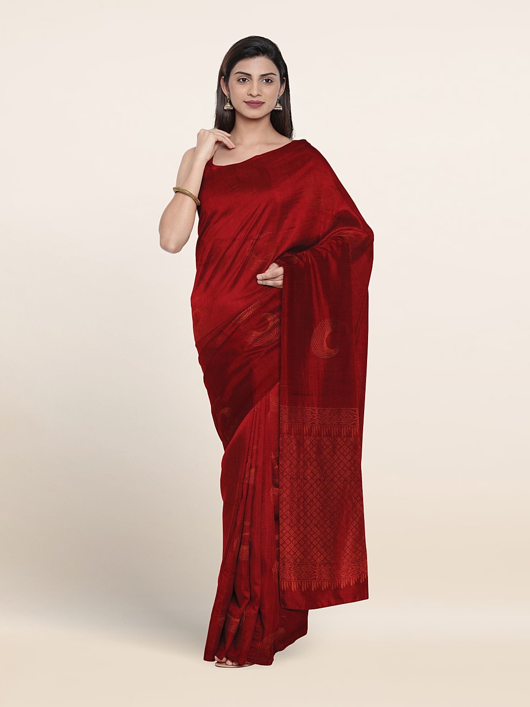 

Pothys Ethnic Motifs Woven Design Zari Silk Cotton Saree, Maroon