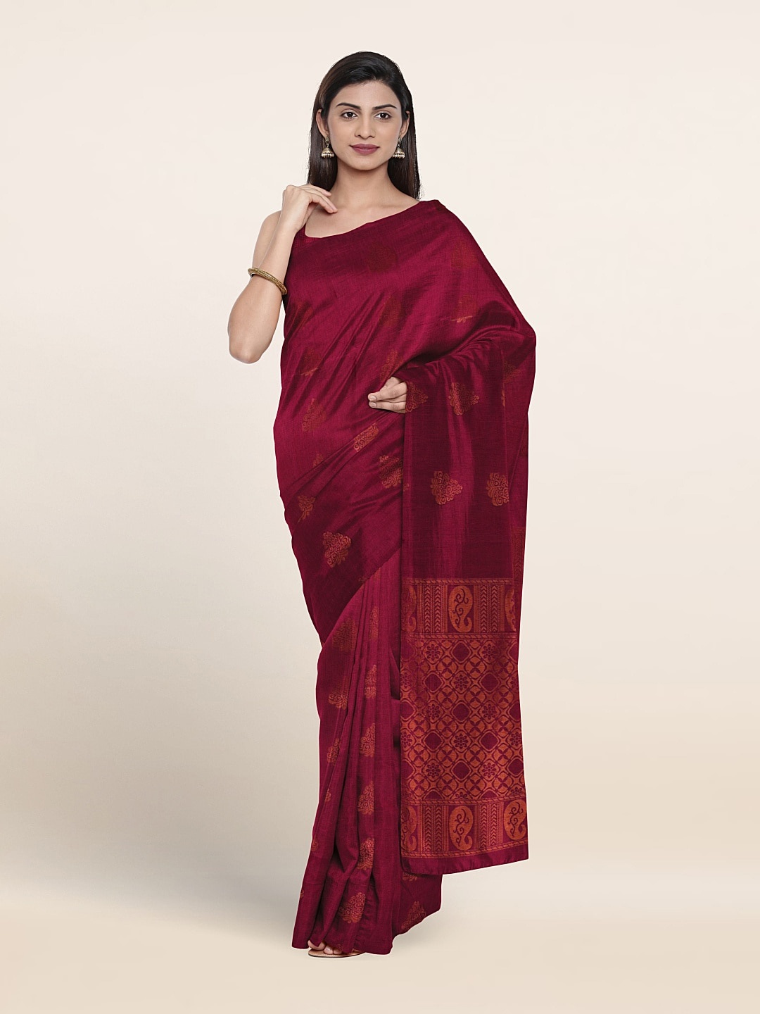 

Pothys Ethnic Motifs Woven Design Pure Silk Saree, Purple