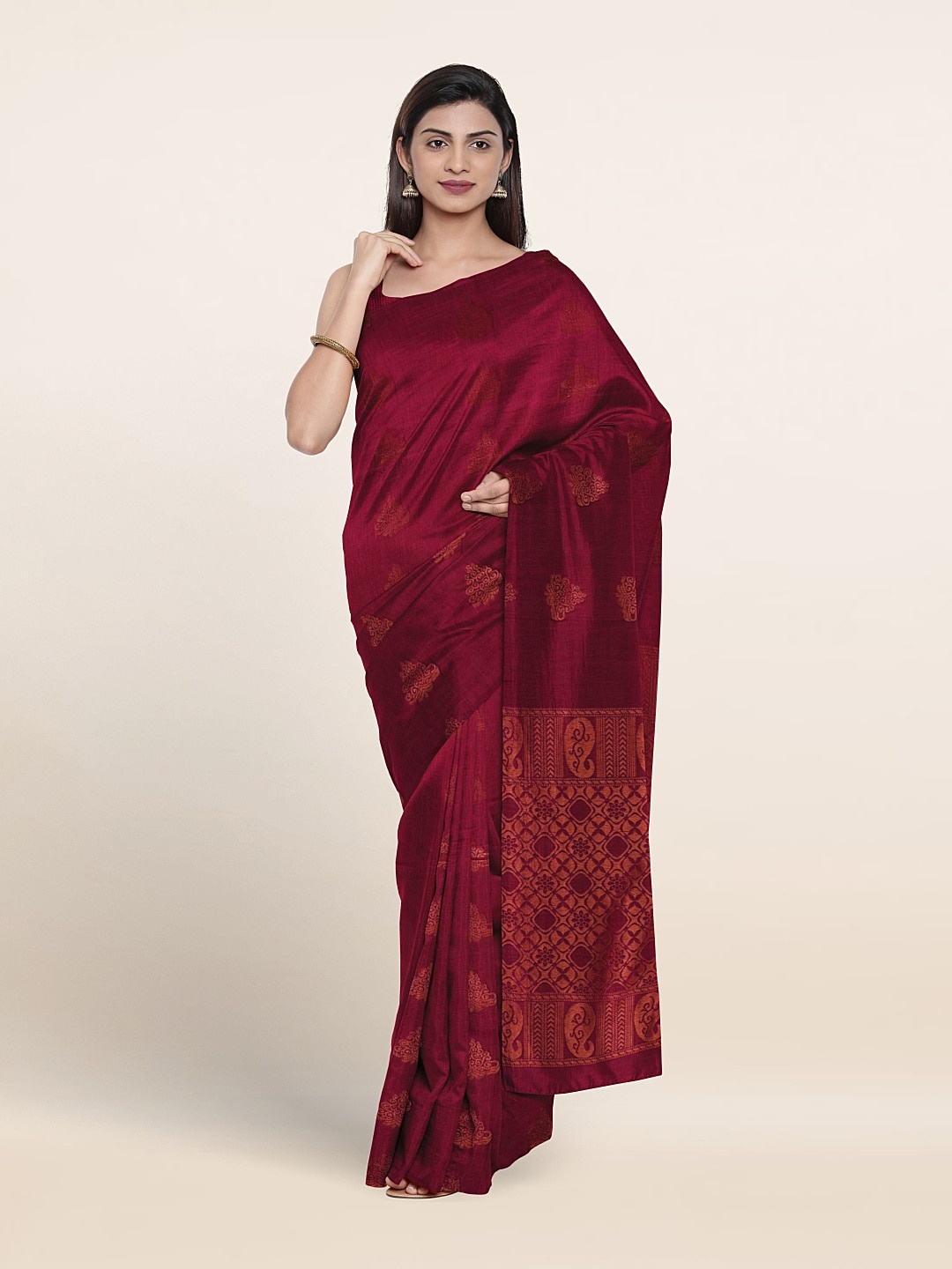 

Pothys Ethnic Motifs Woven Design Pure Silk Saree, Purple