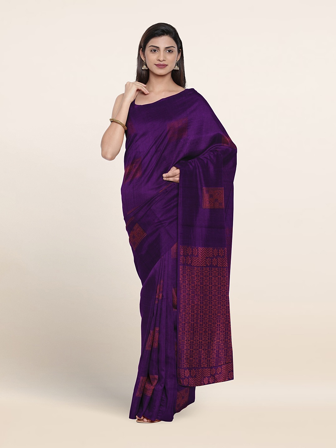 

Pothys Woven Design Zari Pure Silk Saree, Violet