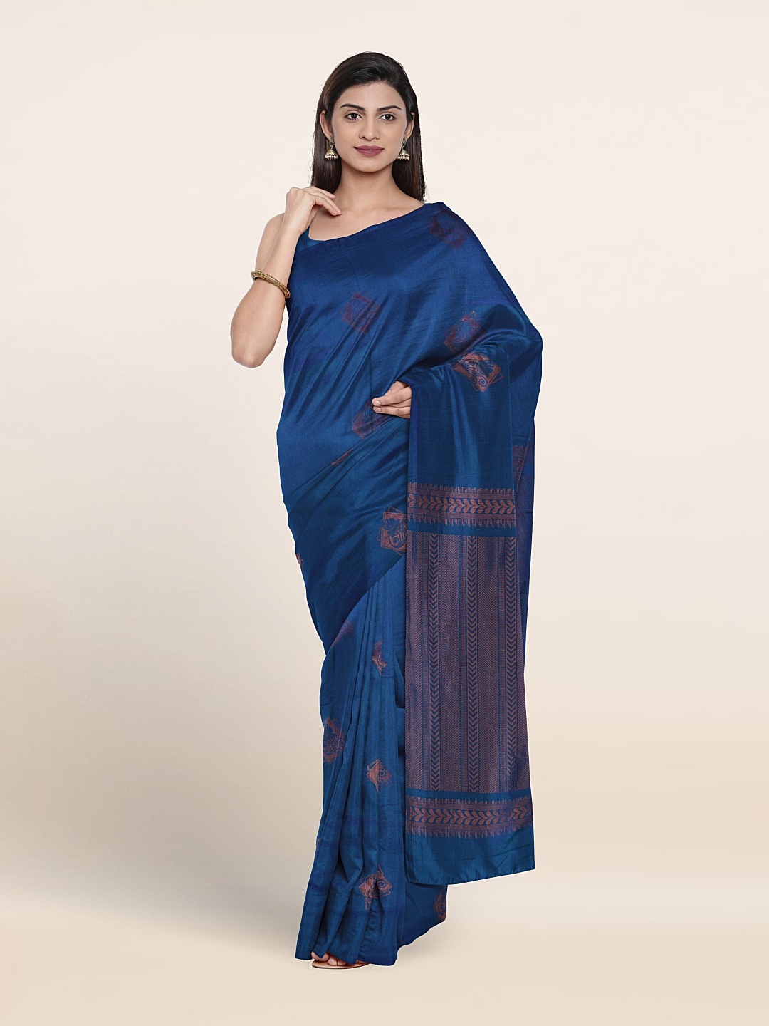 

Pothys Ethnic Motifs Woven Design Zari Silk Cotton Saree, Blue