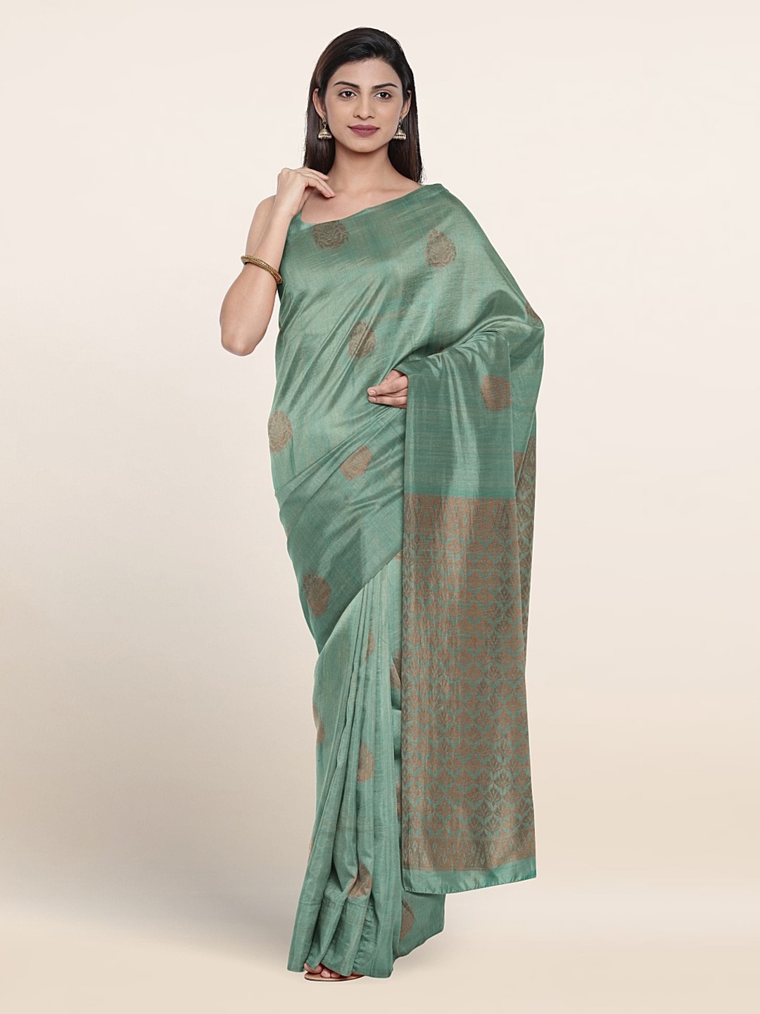 

Pothys Ethnic Motifs Woven Design Zari Silk Cotton Saree, Blue