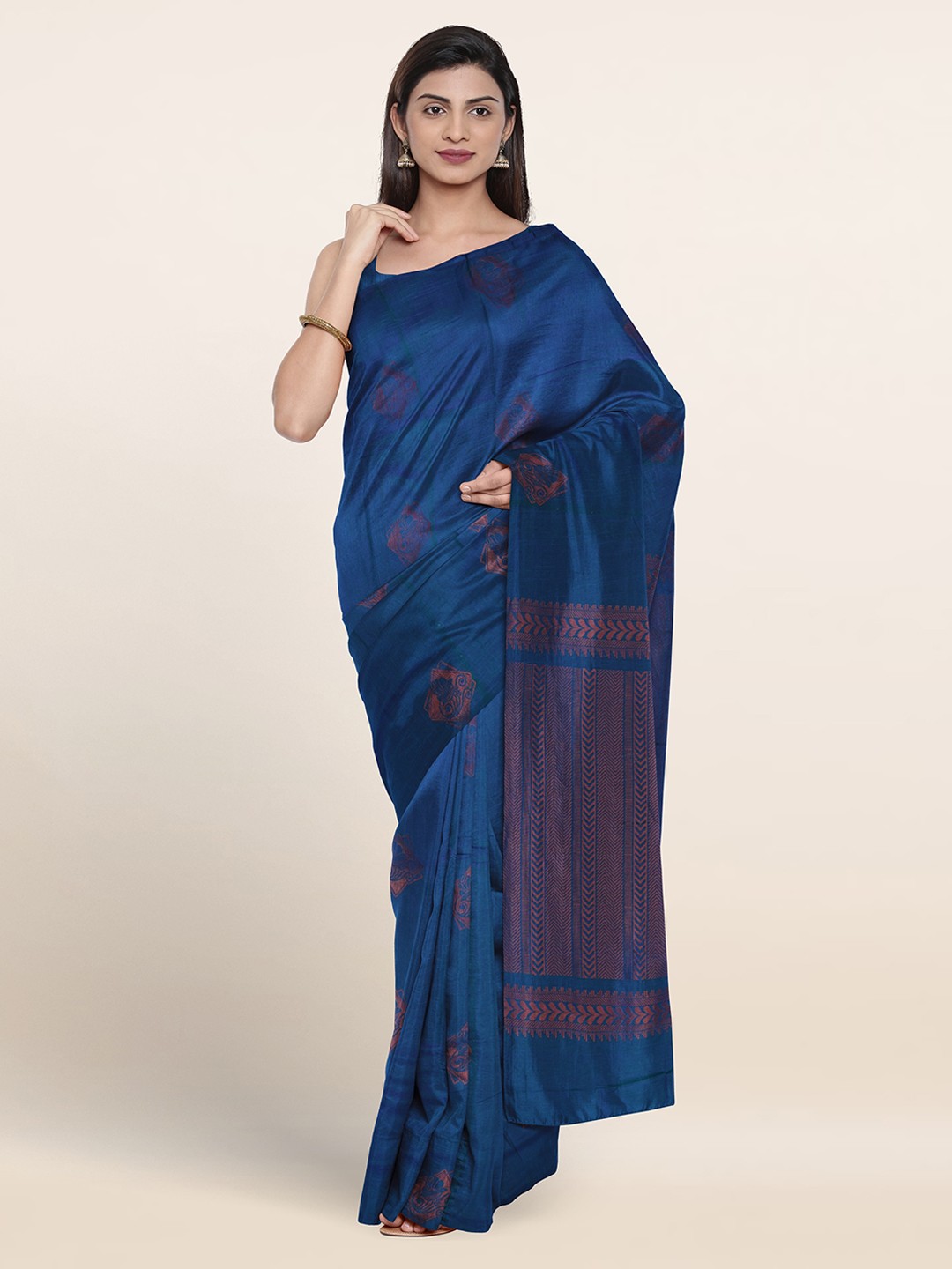 

Pothys Ethnic Motifs Woven Design Pure Silk Saree, Blue