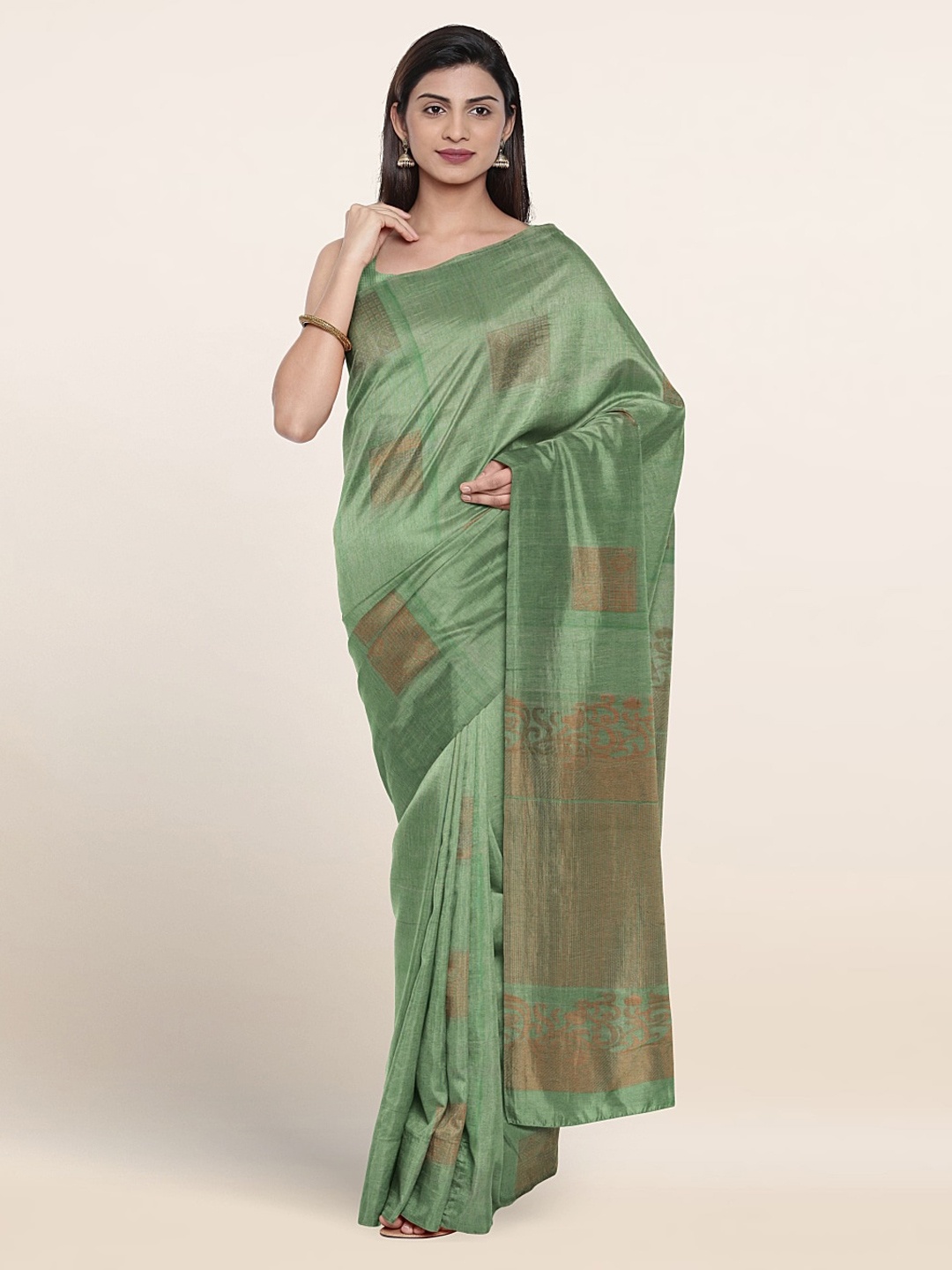 

Pothys Woven Design Pure Silk Saree, Sea green